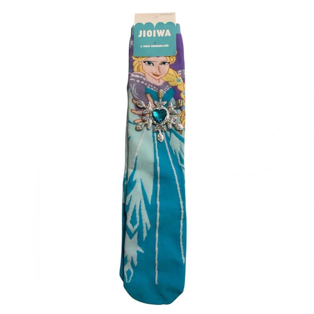 JIOIWA Disney Frozen Elsa Knee-High blue & white Socks w/ Sparkly Embellishment